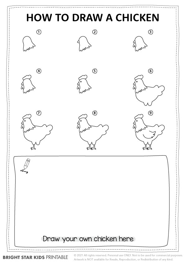 Learn how to draw a Chicken - EASY TO DRAW EVERYTHING