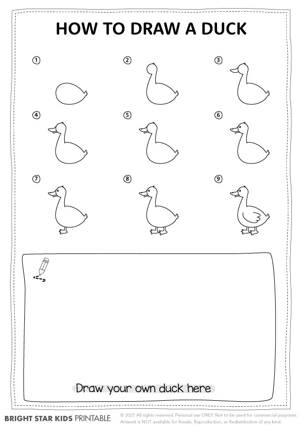 how to draw a duck step by step